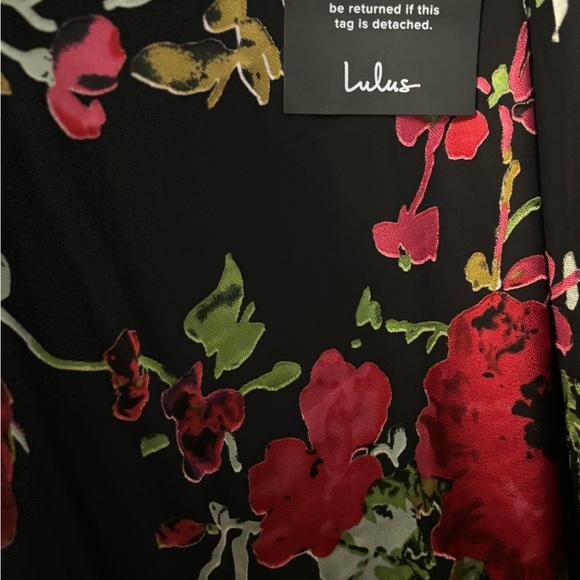 Lulus Black Midi Dress with Flower Detail - Picture 3 of 3